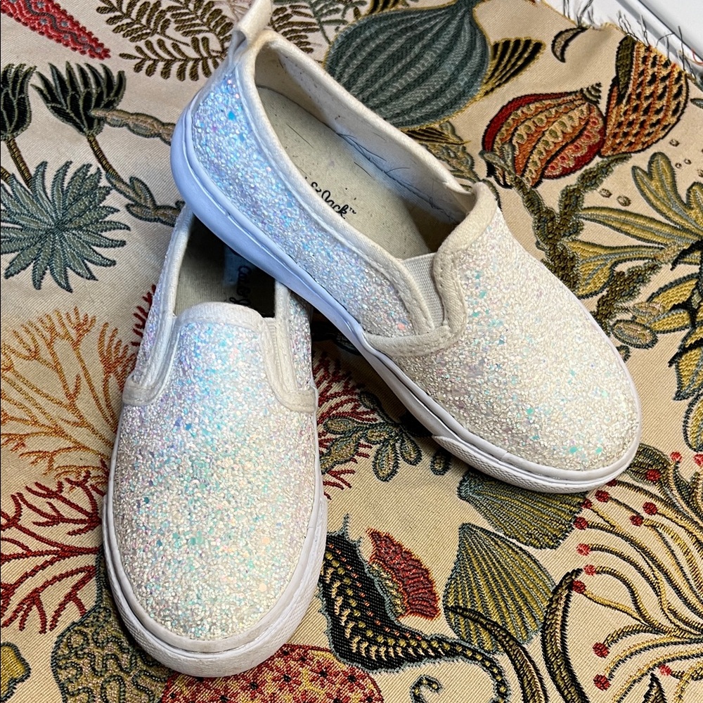 Cat & Jack Glittery Cream Slip-On Sneakers